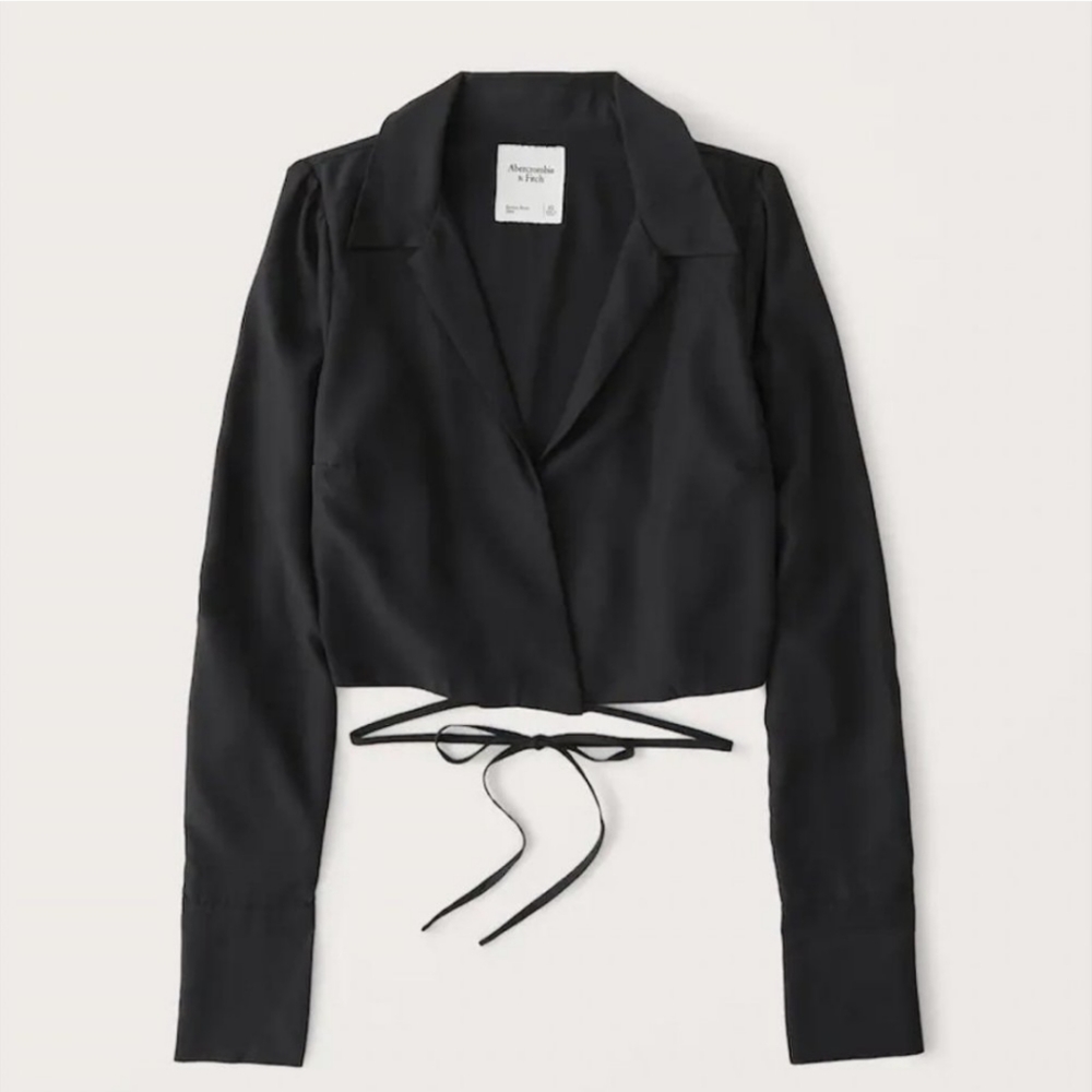 NWT Abercrombie & Fitch Wrap Black Blouse